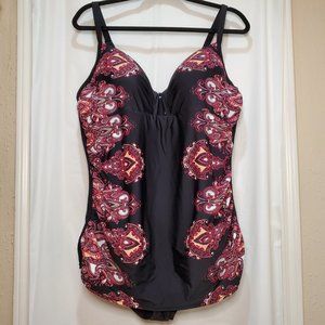 Cacique One Piece Swimsuit Black/Red 20